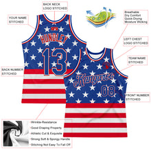 Charger l&#39;image dans la galerie, Custom Royal Royal-Red 3D Pattern Design American Flag Authentic Basketball Jersey
