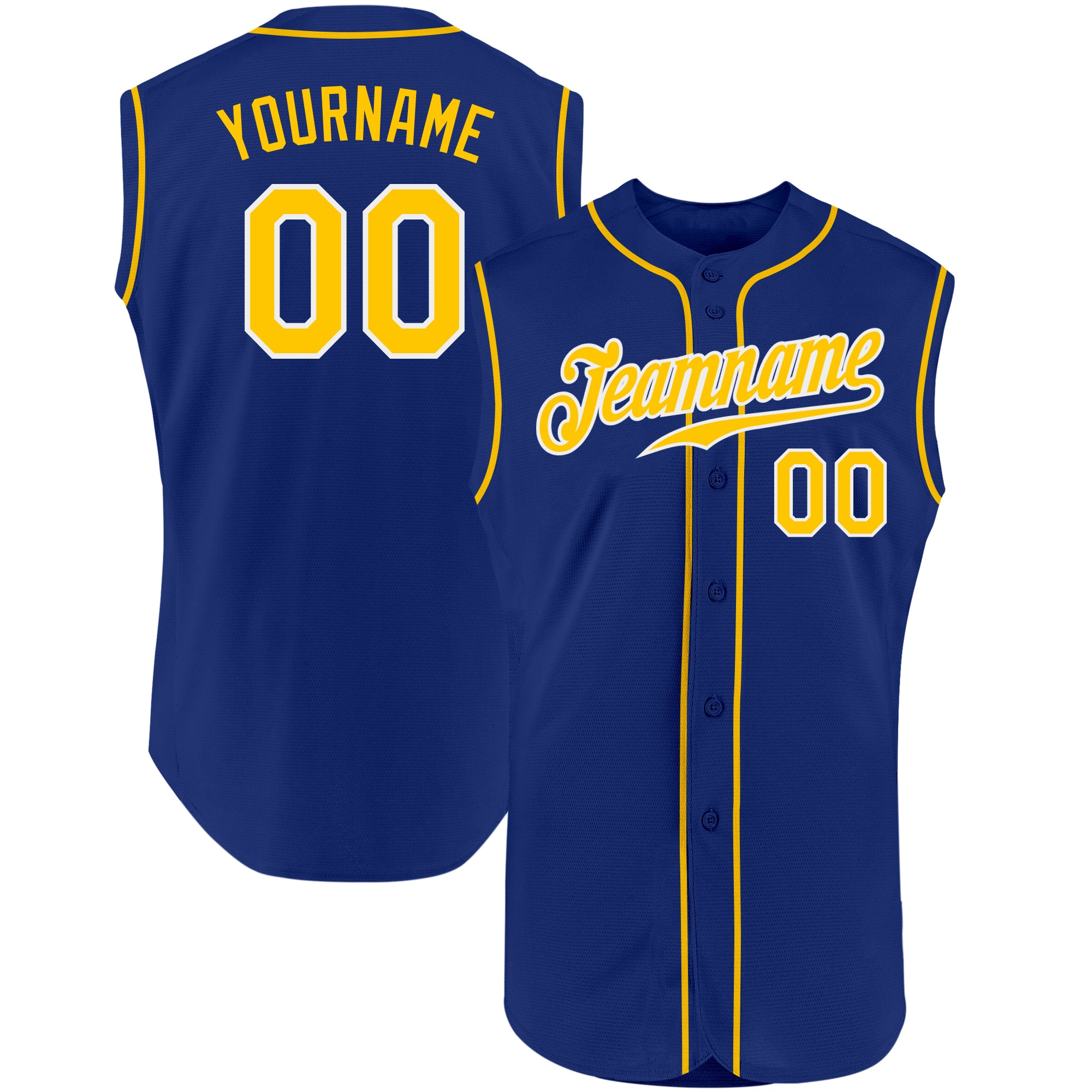 Custom Royal Gold-White Authentic Baseball Jersey