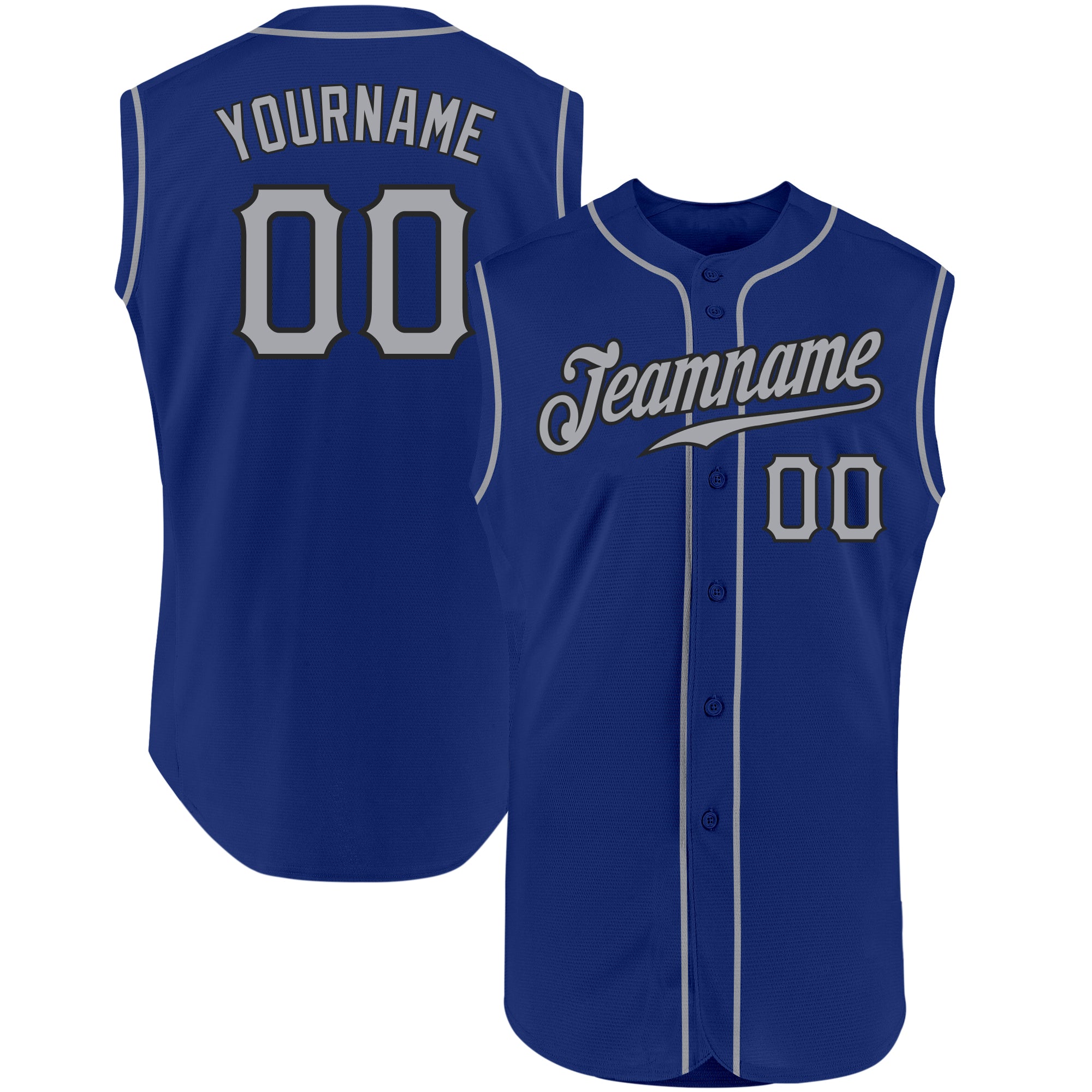 Cheap Custom Royal Gray-Black Authentic Baseball Jersey Free