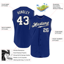 Load image into Gallery viewer, Custom Royal White-Black Authentic Sleeveless Baseball Jersey
