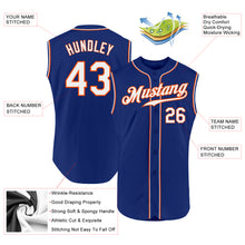 Load image into Gallery viewer, Custom Royal White-Orange Authentic Sleeveless Baseball Jersey
