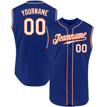 Load image into Gallery viewer, Custom Royal White-Orange Authentic Sleeveless Baseball Jersey
