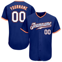 Load image into Gallery viewer, Custom Royal White-Orange Authentic Baseball Jersey
