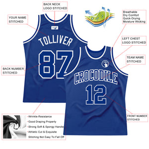 Custom Royal Royal-White Authentic Throwback Basketball Jersey