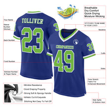 Load image into Gallery viewer, Custom Royal Neon Green-White Mesh Authentic Throwback Football Jersey
