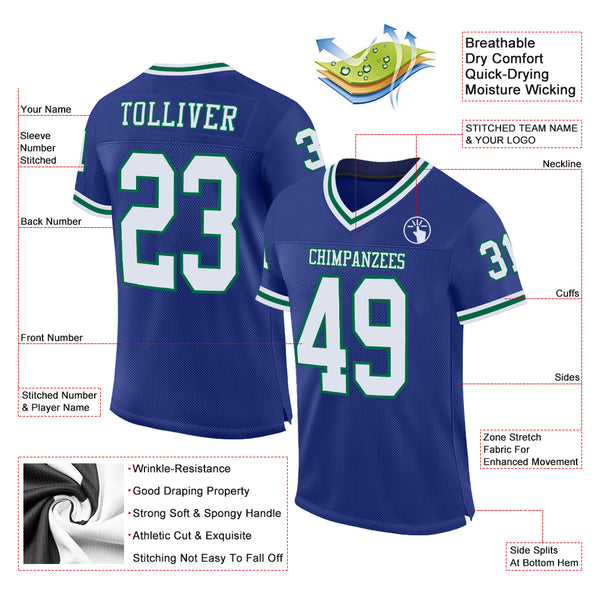 Cheap Custom White Kelly Green Mesh Authentic Throwback Football Jersey  Free Shipping – CustomJerseysPro