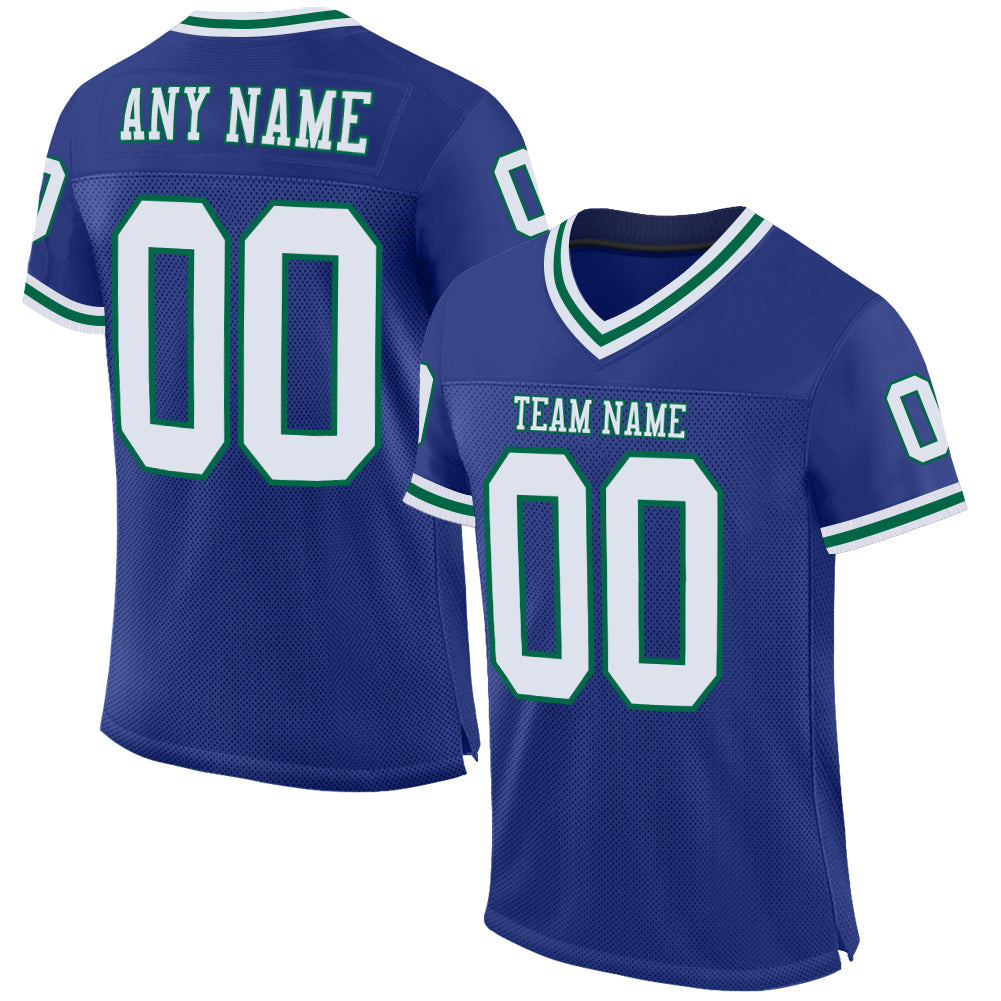 Cheap Custom Kelly Green Royal-White Mesh Authentic Football Jersey Free  Shipping – CustomJerseysPro