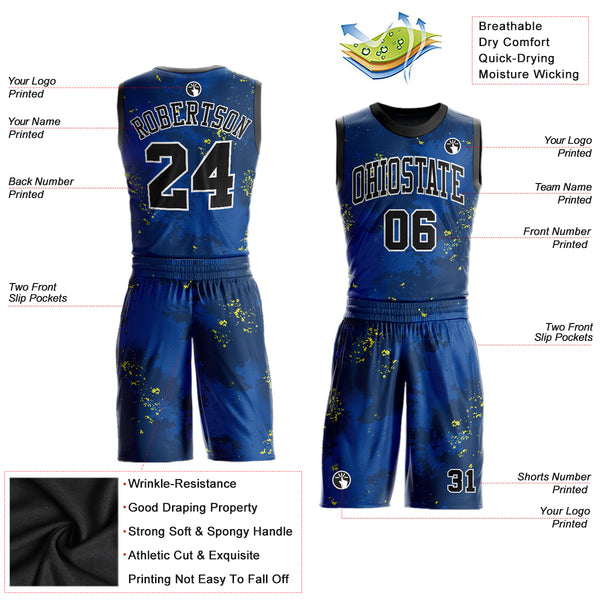 Cheap Custom Royal Black-Gold Round Neck Sublimation Basketball Suit Jersey  Free Shipping – CustomJerseysPro