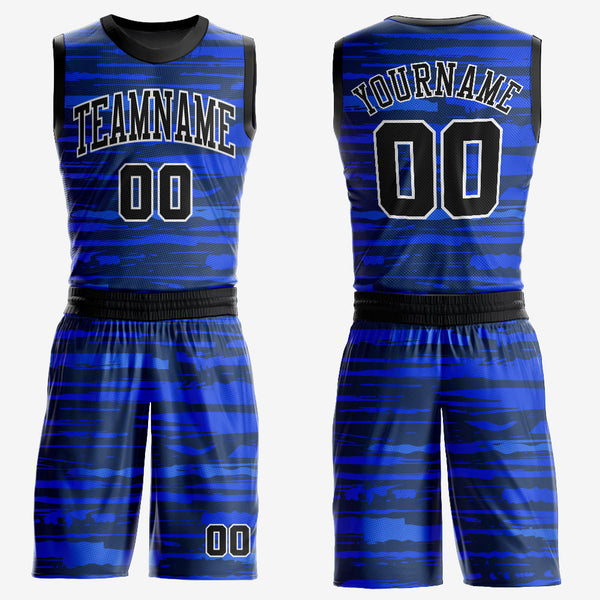 Custom Pink Light Blue Black-White Round Neck Sublimation Basketball Suit  Jersey