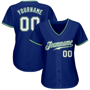 Custom Royal White Kelly Green-Gray Authentic Baseball Jersey