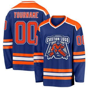 Custom Royal Orange-White Hockey Jersey