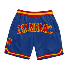 Laden Sie das Bild in den Galerie-Viewer, Custom Royal Red-Gold Authentic Throwback Basketball Shorts
