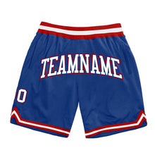 Загрузить изображение в средство просмотра галереи, Custom Royal White-Red Authentic Throwback Basketball Shorts
