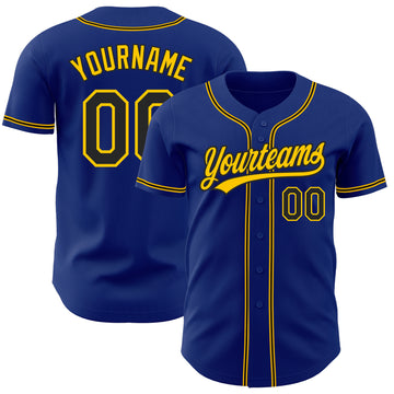 Custom Royal Black-Gold Authentic Baseball Jersey