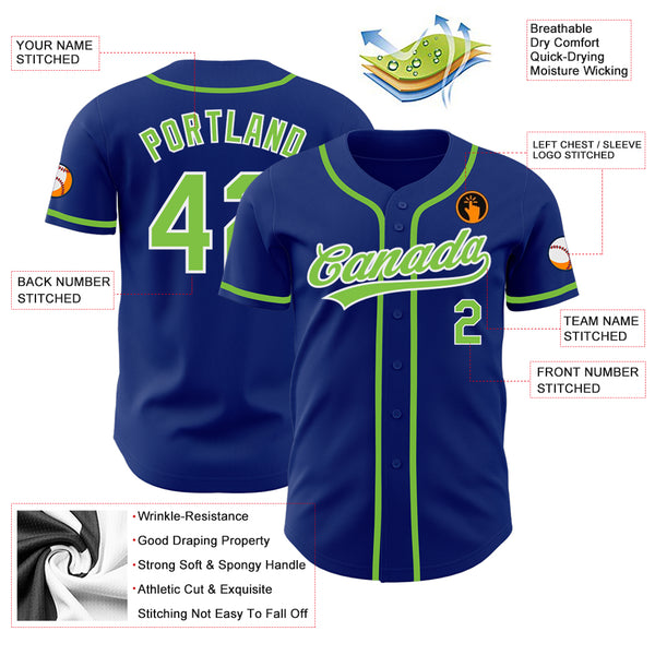 Cheap Custom Royal Neon Green-White Authentic Baseball Jersey Free Shipping  – CustomJerseysPro