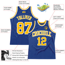 Charger l&#39;image dans la galerie, Custom Royal White Pinstripe Gold-White Authentic Basketball Jersey
