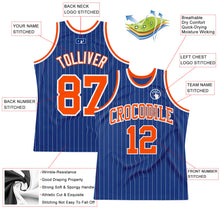 Charger l&#39;image dans la galerie, Custom Royal White Pinstripe Orange-White Authentic Basketball Jersey
