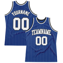 Charger l&#39;image dans la galerie, Custom Royal White Pinstripe White Gray-Black Authentic Basketball Jersey
