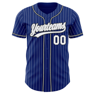 Custom Royal White Pinstripe White Gray-Black Authentic Baseball Jersey