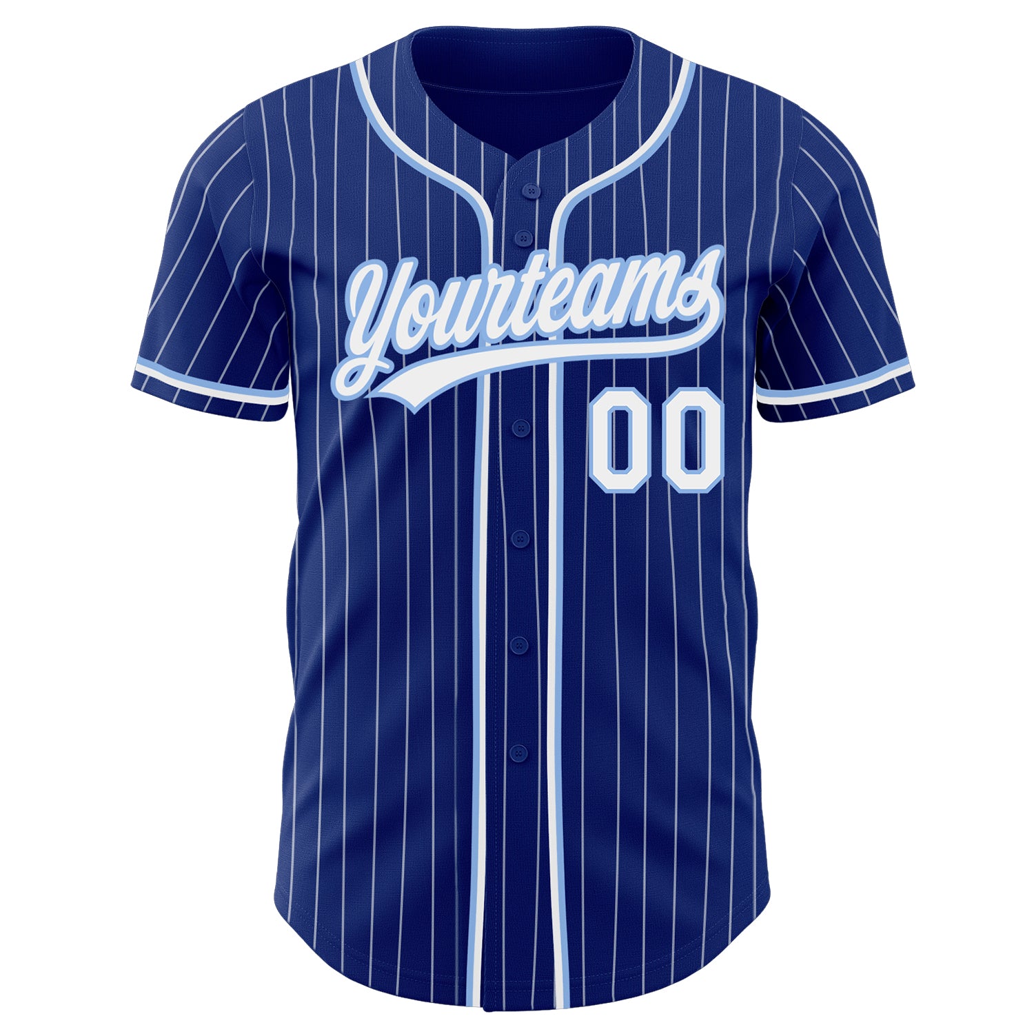 Custom Light Blue White Pinstripe Royal-White Authentic Baseball