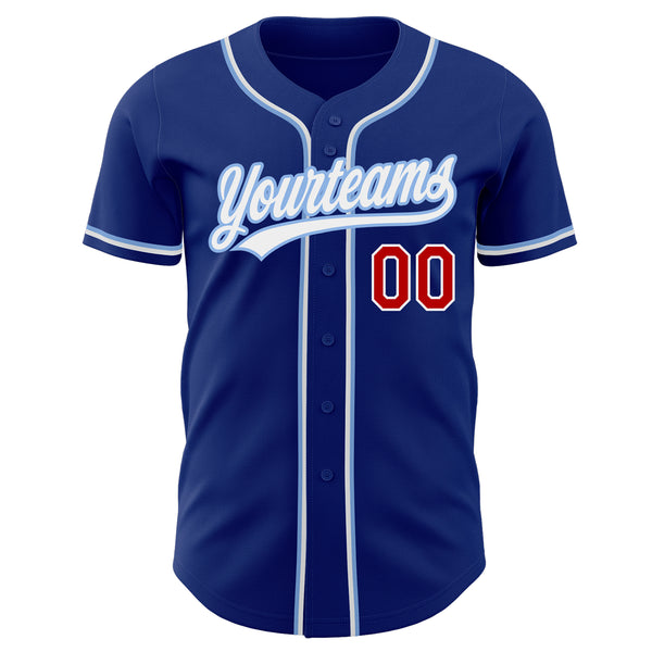 Cheap Custom Red Light Blue-White Authentic Baseball Jersey Free