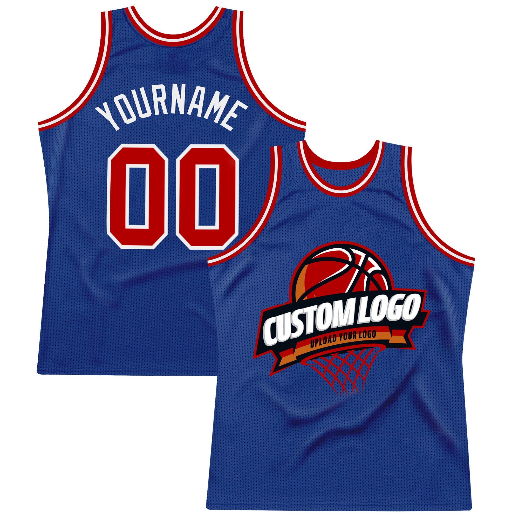 Cheap Custom Royal Red-White Authentic Throwback Basketball Jersey