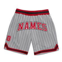 Загрузить изображение в средство просмотра галереи, Custom Gray Black Pinstripe Red-White Authentic Basketball Shorts
