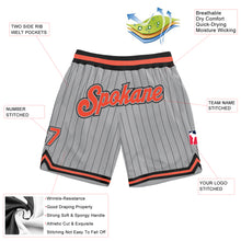 Загрузить изображение в средство просмотра галереи, Custom Gray Black Pinstripe Orange-Black Authentic Basketball Shorts
