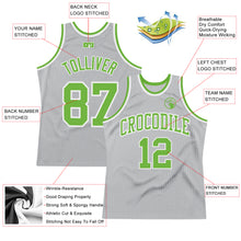 Load image into Gallery viewer, Custom Gray Neon Green-White Authentic Throwback Basketball Jersey
