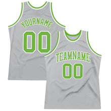 Load image into Gallery viewer, Custom Gray Neon Green-White Authentic Throwback Basketball Jersey
