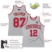 Load image into Gallery viewer, Custom Gray Red-Black Authentic Throwback Basketball Jersey
