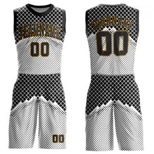 Загрузить изображение в средство просмотра галереи, Custom Gray Black-Old Gold Round Neck Sublimation Basketball Suit Jersey
