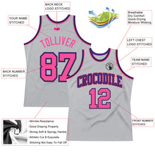 Загрузить изображение в средство просмотра галереи, Custom Gray Pink Black-Purple Authentic Throwback Basketball Jersey
