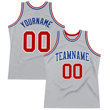 Charger l&#39;image dans la galerie, Custom Gray Red-Royal Authentic Throwback Basketball Jersey
