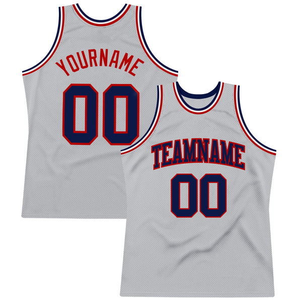 Cheap Custom Navy Red-White Authentic Throwback Basketball