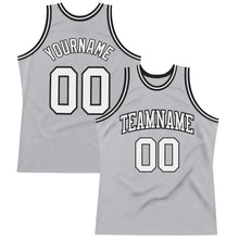 Laden Sie das Bild in den Galerie-Viewer, Custom Gray White-Black Authentic Throwback Basketball Jersey
