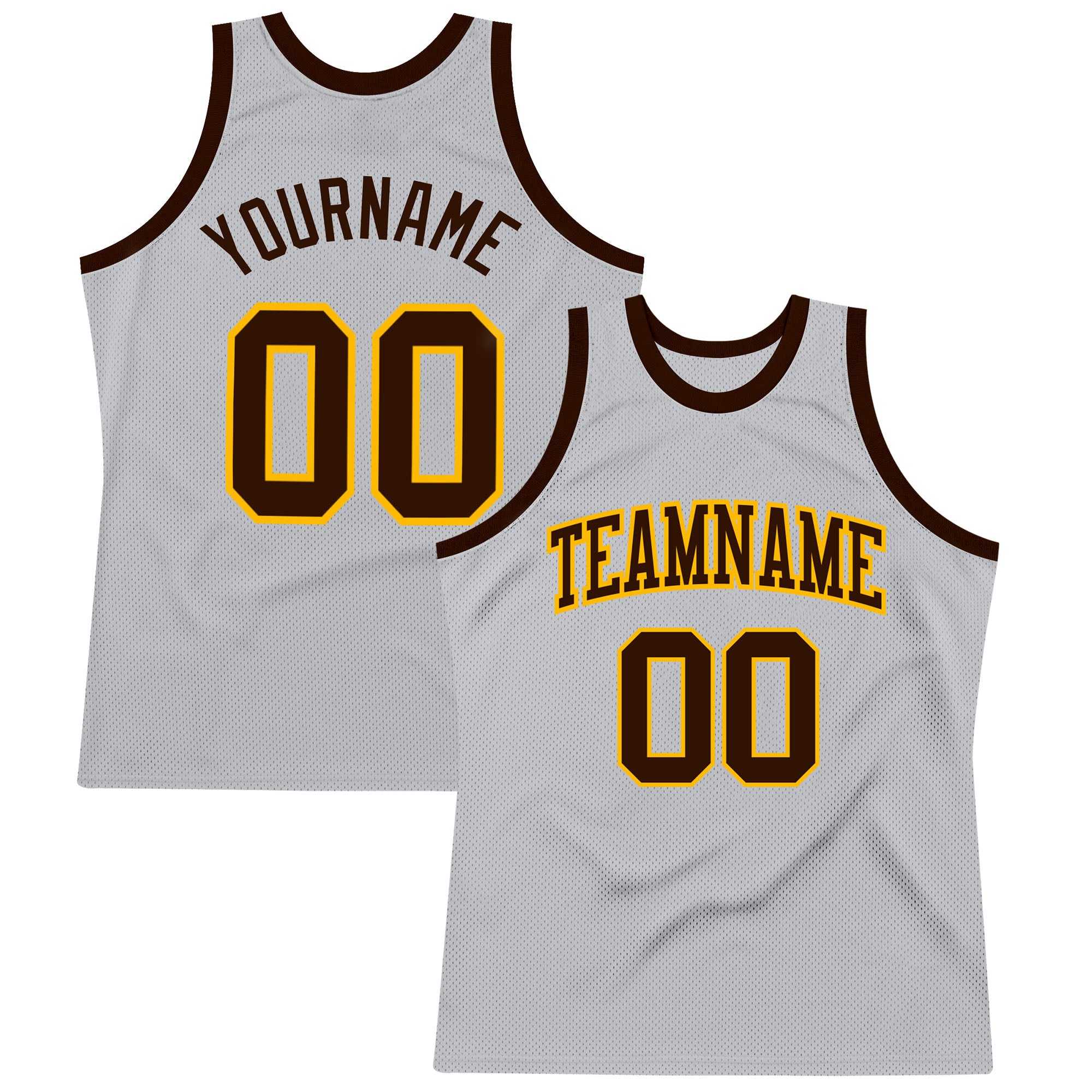 Custom White Brown Pinstripe Brown-Old Gold Authentic Basketball Jersey