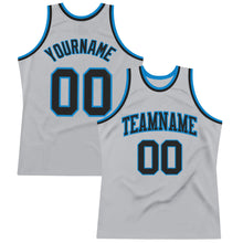 Загрузить изображение в средство просмотра галереи, Custom Gray Black-Blue Authentic Throwback Basketball Jersey
