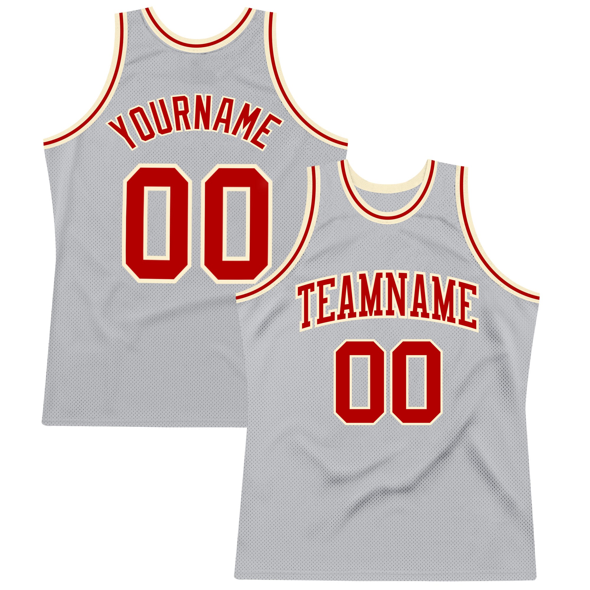 Custom Team Hunter Green Basketball Authentic Cream Throwback Jersey Red