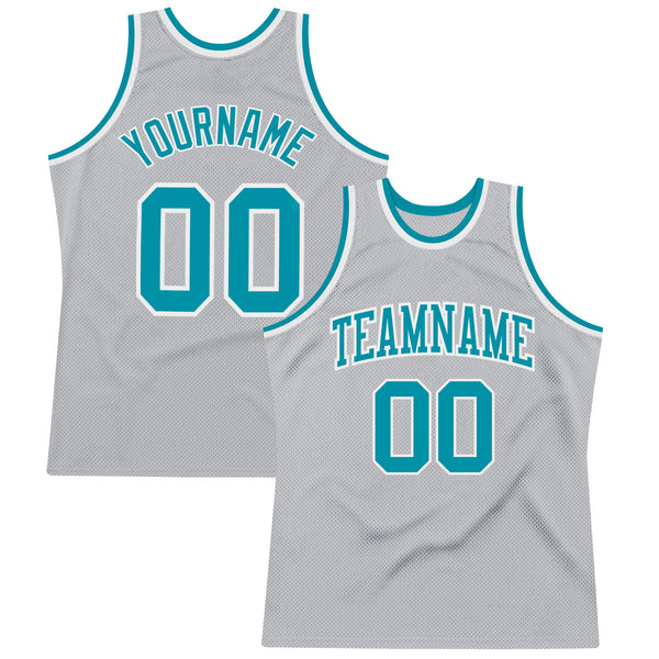 Cheap Custom Gray Teal-White Authentic Throwback Basketball Jersey Free  Shipping – CustomJerseysPro