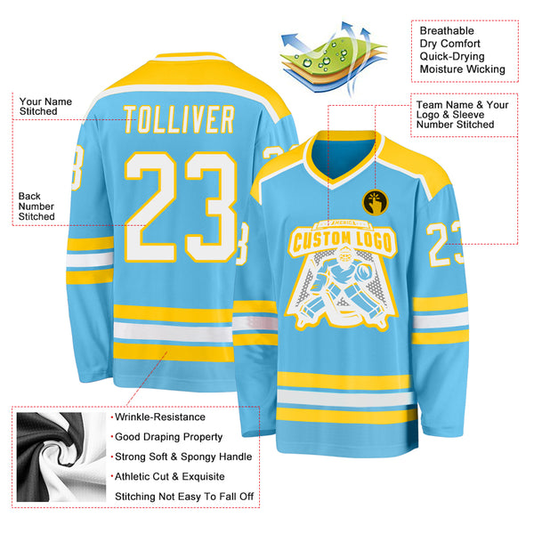 Cheap Custom Sky Blue Black-White Hockey Jersey Free Shipping –  CustomJerseysPro