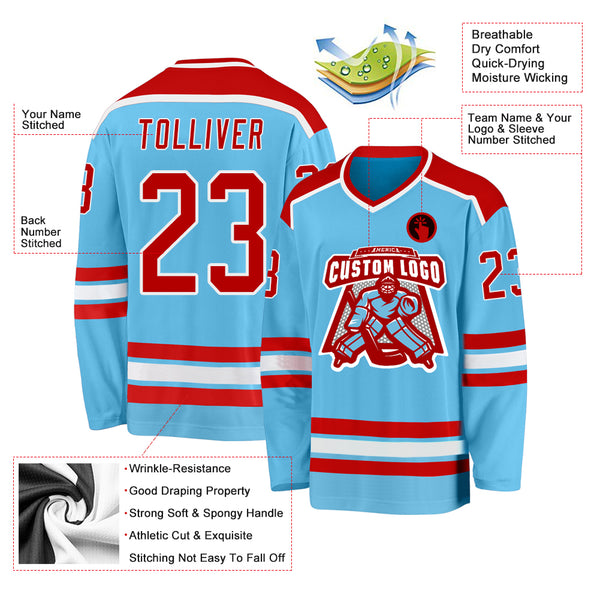 Cheap Custom Light Blue Gold-White Hockey Jersey Free Shipping –  CustomJerseysPro