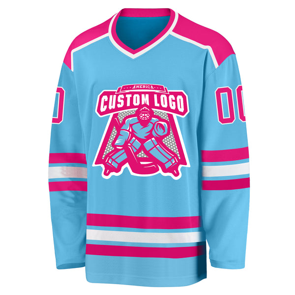 Cheap Custom White Pink-Kelly Green Hockey Lace Neck Jersey Free Shipping –  CustomJerseysPro