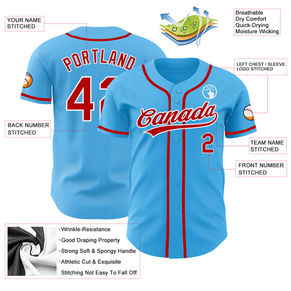 Cheap Custom Sky Blue Red-White Authentic Baseball Jersey Free Shipping –  CustomJerseysPro