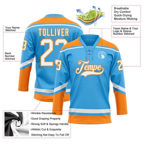 Cheap Custom White Navy-Orange Hockey Jersey Free Shipping –  CustomJerseysPro