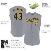 Load image into Gallery viewer, Custom Gray Black-Gold Authentic Sleeveless Baseball Jersey
