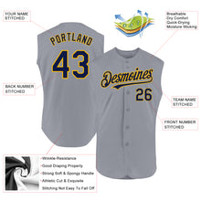 Load image into Gallery viewer, Custom Gray Navy-Gold Authentic Sleeveless Baseball Jersey
