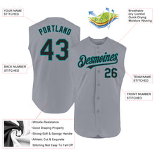 Load image into Gallery viewer, Custom Gray Black-Teal Authentic Sleeveless Baseball Jersey
