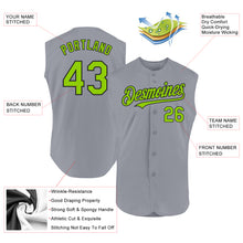 Load image into Gallery viewer, Custom Gray Neon Green-Black Authentic Sleeveless Baseball Jersey
