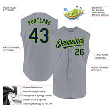 Load image into Gallery viewer, Custom Gray Navy-Neon Green Authentic Sleeveless Baseball Jersey
